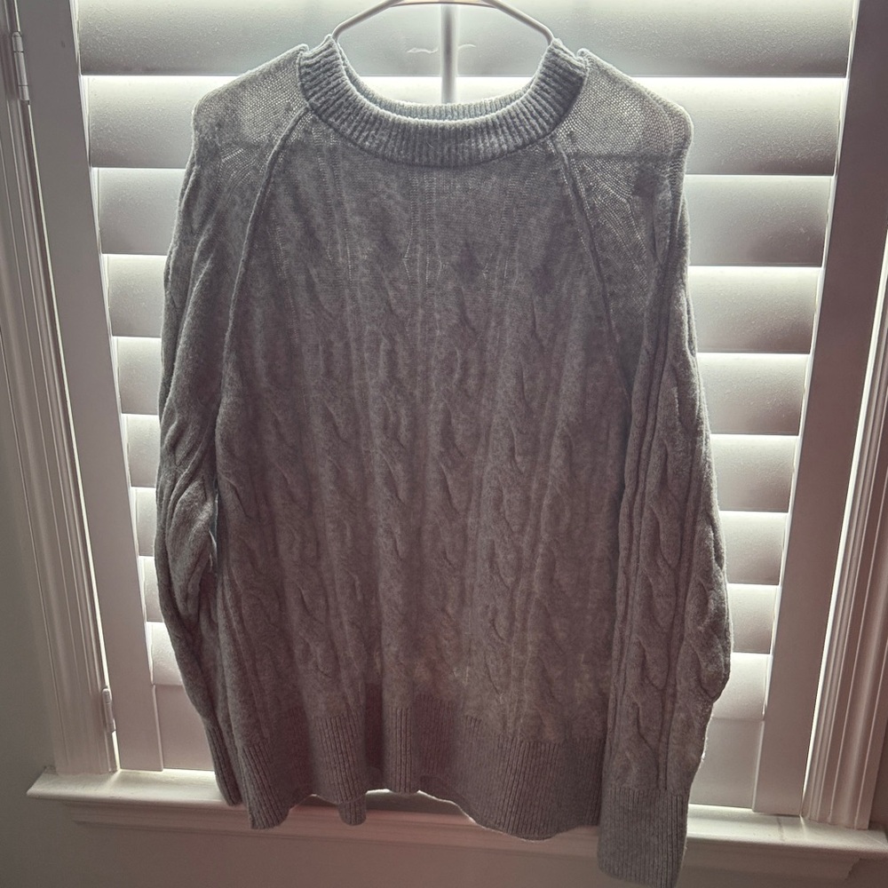 Aerie Gray Cable Knit Sweater
